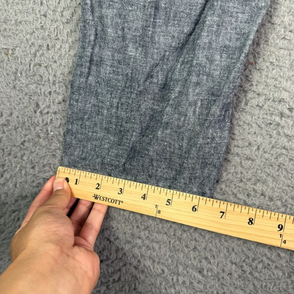 Banana Republic Linen Pants Mens 34x27 Blue Slim Tapered Drawstring Chino Beach